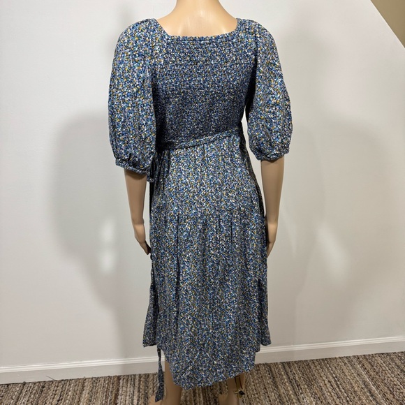 Old Navy Waist-Defined Floral Tie-Belt Midi Wrap Dress Women’s M Prairie Boho - Picture 7 of 9